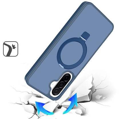 For Samsung Galaxy A37 Magnetic Circle Back with Ring Stand Full Rotation Matte Hybrid Shockproof Case Cover