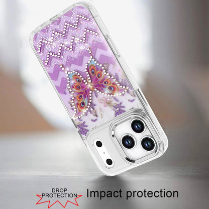 Phone Case for Apple iPhone 17 Pro Max Butterfly Resin Epoxy Diamond Bling Metal Edge Shockproof Hybrid Luxury Protective Durable Stylish Fashion Grip Cover