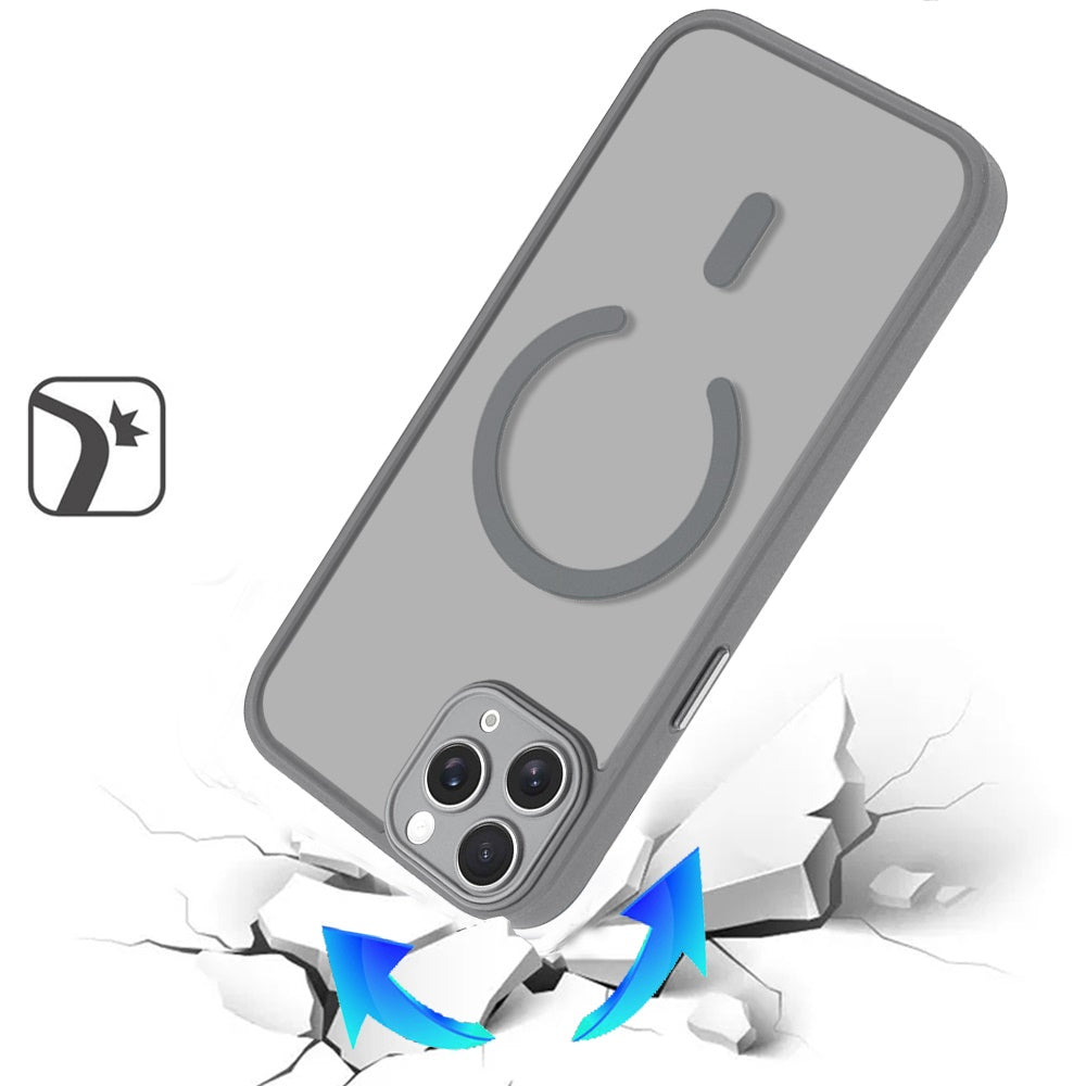 Phone Case for iPhone 11 Pro Max Matte Frosted Magnetic Back Hybrid Hard PC Soft TPU Camera Protection Slim Shock Absorbing Anti Fingerprint Cover Gray