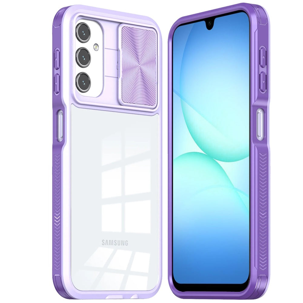For Samsung Galaxy A17 5G Hybrid Cases with Sliding Camera Cover Transparent Shockproof Bumper TPU Protective Case Cover