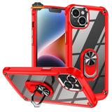 For Apple iPhone 15 Pro Max (6.7") Clear Transparent Hybrid with 360° Magnetic Ring Stand PC Heavy Duty Shockproof  Phone Case Cover