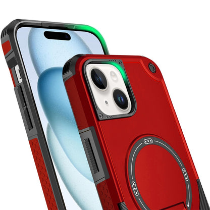 Phone Case for iPhone 15 Plus Magnetic Kickstand Rugged Shockproof Armor Grip Anti Slip Heavy Duty Protective Matte Stand Hybrid Cover Red