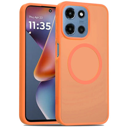 Phone Case for Motorola Moto G Play 5G 2026 Magnetic Matte Hybrid Shockproof Smooth Grip Durable Camera Protection Anti-Slip Soft Touch TPU Armor Cover Cosmic Orange