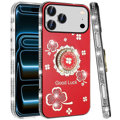 Phone Case for Apple iPhone 18 Pro Max Glitter Diamond Ring Stand Sparkle Rhinestone Edge AntiSlip Kickstand Luxury Fashion Bumper Shockproof Cover