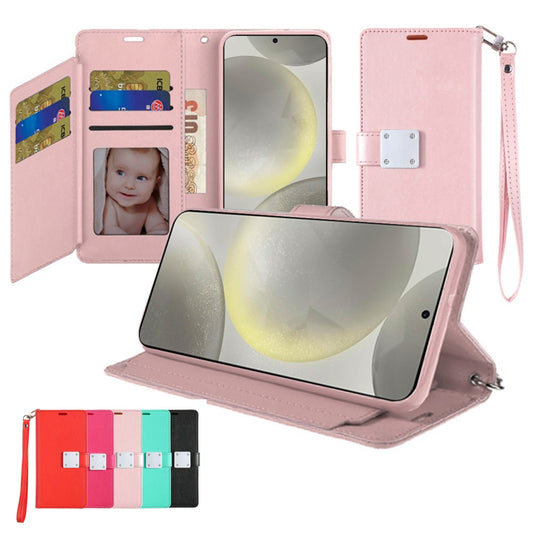 Phone Case for Samsung Galaxy S26 Ultra Wallet Credit Card Holder Leather Grip Shockproof Hybrid Protective Style Durable Flip Pouch Cover Rose Gold