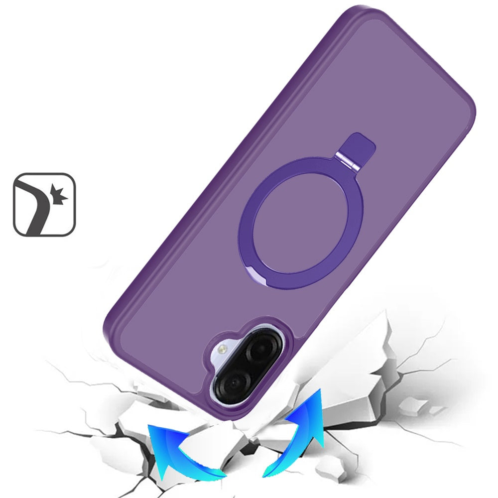 Phone Case for Samsung Galaxy A08 4G, A07 5G, A07 4G Magnetic Ring Stand Full Rotation Matte Shockproof Grip Anti Slip Durable Camera Protection Hybrid Cover