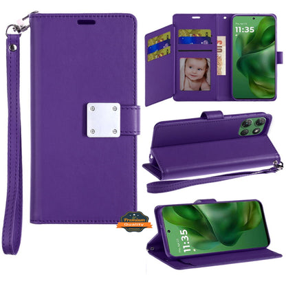 For Samsung Galaxy A17 5G Wallet Case with ID/ Card Holder, Wristlet Strap, Magnetic TPU Protective Shockproof Folio Flip Case Cover