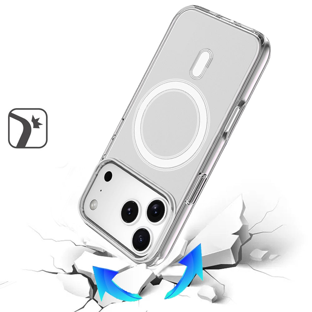 Phone Case for Apple iPhone 18 Pro Max Magnetic Transparent Thick 3mm Shockproof Hybrid TPU Durable Camera Protection Anti-Slip Clear Armor Cover Gray