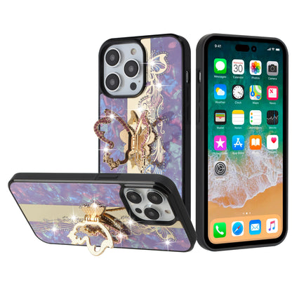 For Motorola Moto G 5G 2025 Diamonds 3D Butterfly Bling Sparkly Glitter Ornaments Engraving Hybrid with Stand Fashion Case Cover Enchanted Butterfly Purple