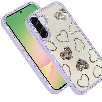 For Samsung Galaxy A57 Spread Love Glitter Shimmer Bling Diamond Edge Hybrid Drop Protection Shockproof Design Case Cover
