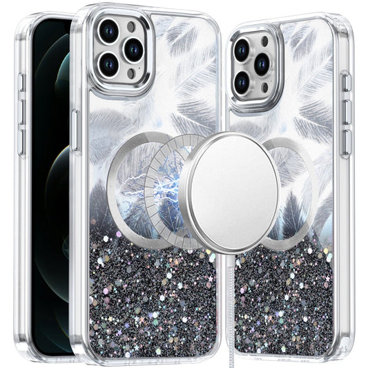 For Apple iPhone 16 Pro Max Epoxy Glitter Shimmer Fashion Case with Magnetic Magsafe Compatible Hybrid Sparkling Slim Protective Case Cover