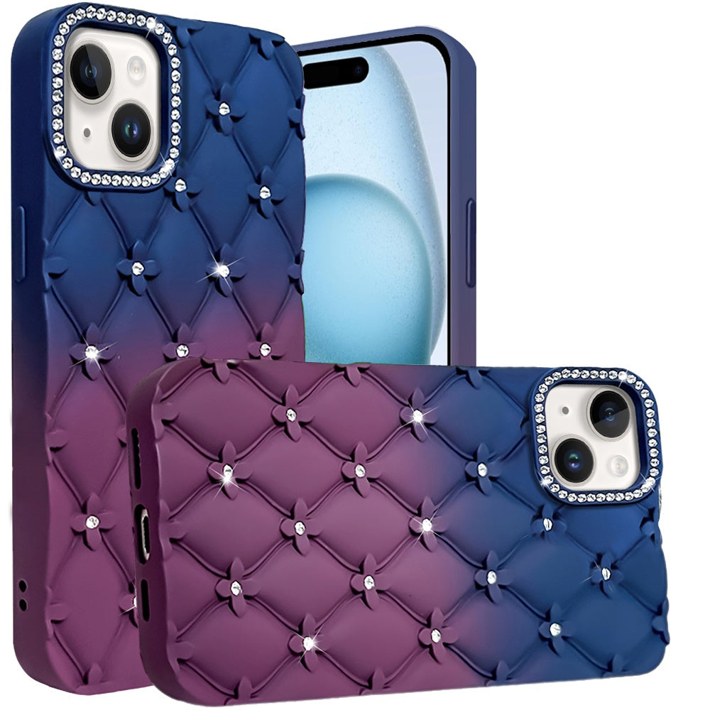 Phone Case for Apple iPhone 14/13 Floral Glitter Shimmer Bling Hybrid Shockproof Anti Slip Thick TPU Protective Stylish Design Cover