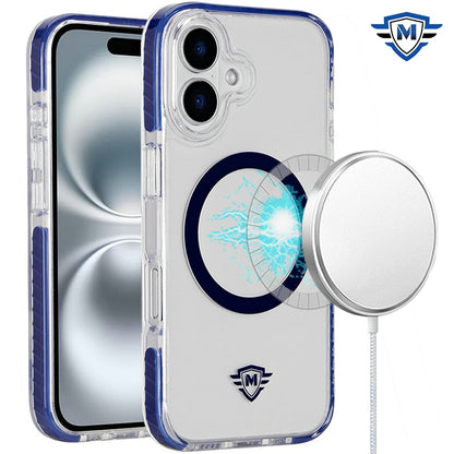 For Apple iPhone 16 Plus (6.7") Premium Hybrid Clear TPU Circle Magnetic [Compatible with MagSafe] Shockproof Color Frame Bumper Case Cover