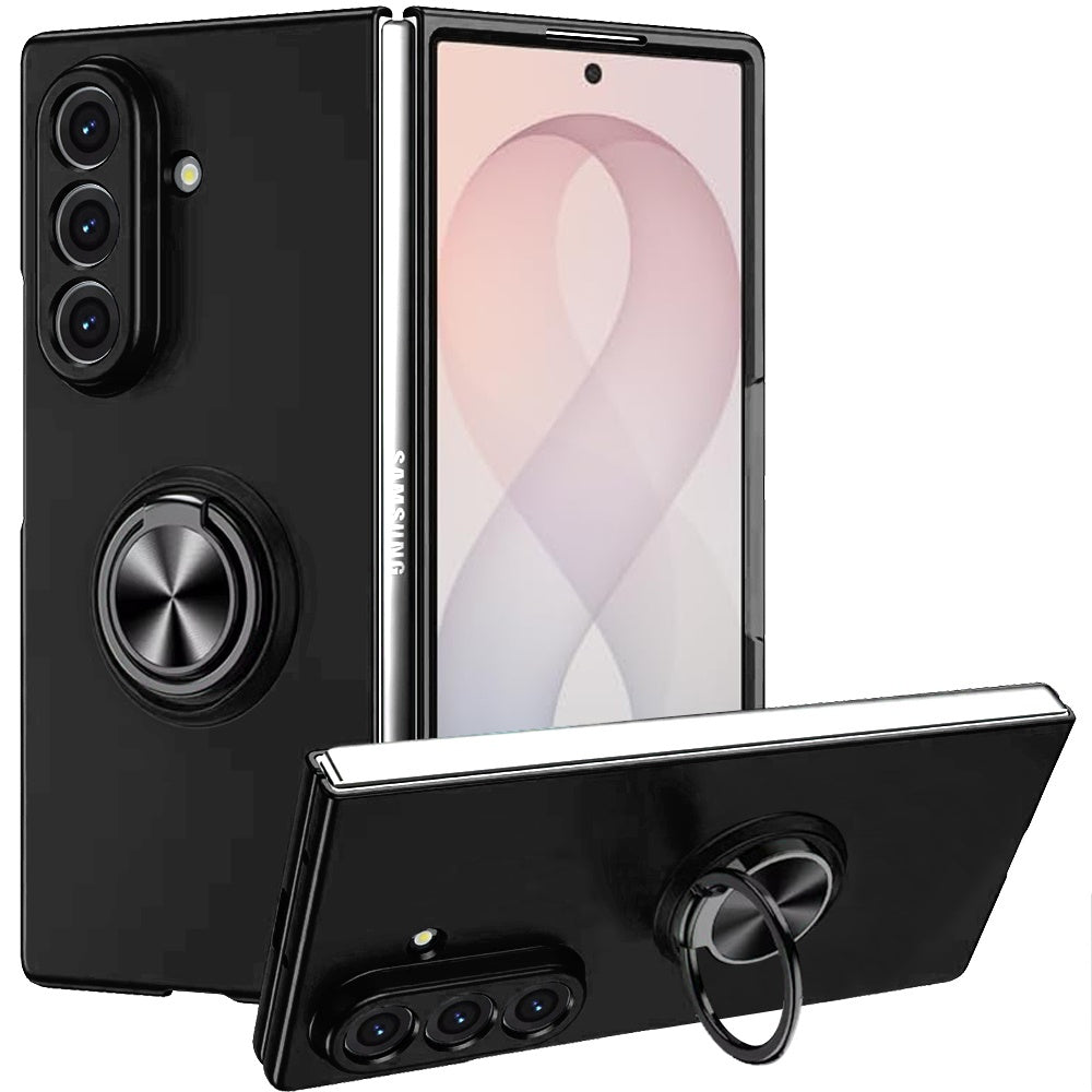 Phone Case for Samsung Galaxy Z Fold 8 Ultra Invisible Ring Stand Shockproof Anti Slip Durable Grip Protective Hybrid Fit Magnetic Car Mount Holder Cover Black