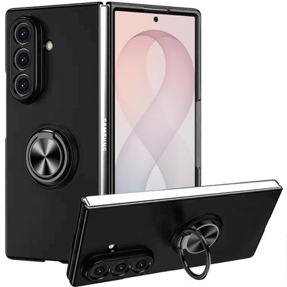 Phone Case for Samsung Galaxy Z Fold 8 Ultra Invisible Ring Stand Shockproof Anti Slip Durable Grip Protective Hybrid Fit Magnetic Car Mount Holder Cover Black