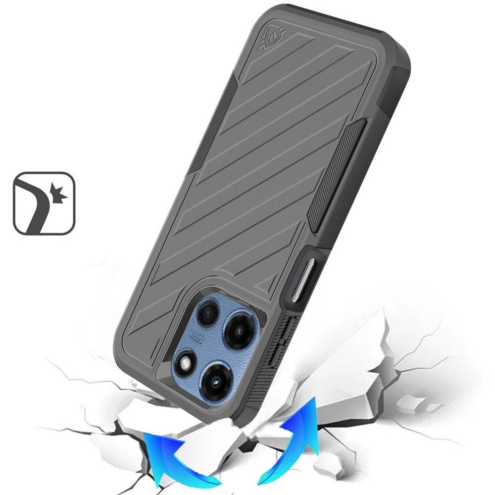 Phone Case for Motorola Moto G Play 5G 2026 Rugged Shockproof Dual Layer Lined Armor Heavy Duty Impact Resistant Protective Grip Durable Everyday Protection Cover Gray