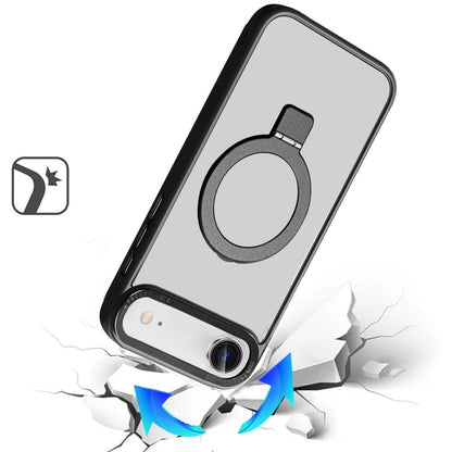 For Apple iPhone 17 Air (6.6") Magnetic Metal Matte with Built-in MagSafe Stand, Hybrid Shockproof Armor, TPU Frame Case Cover Black
