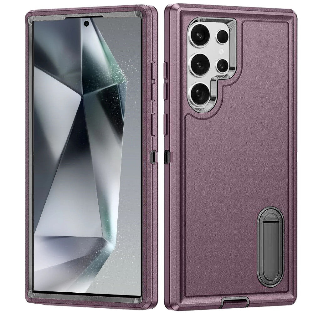 For Samsung Galaxy S25 Ultra Hybrid 3 Layers Hard 3in1 Shockproof with Kickstand Heavy Duty Hard TPU Rubber Anti-Drop Case Cover Teal+Hot Pink