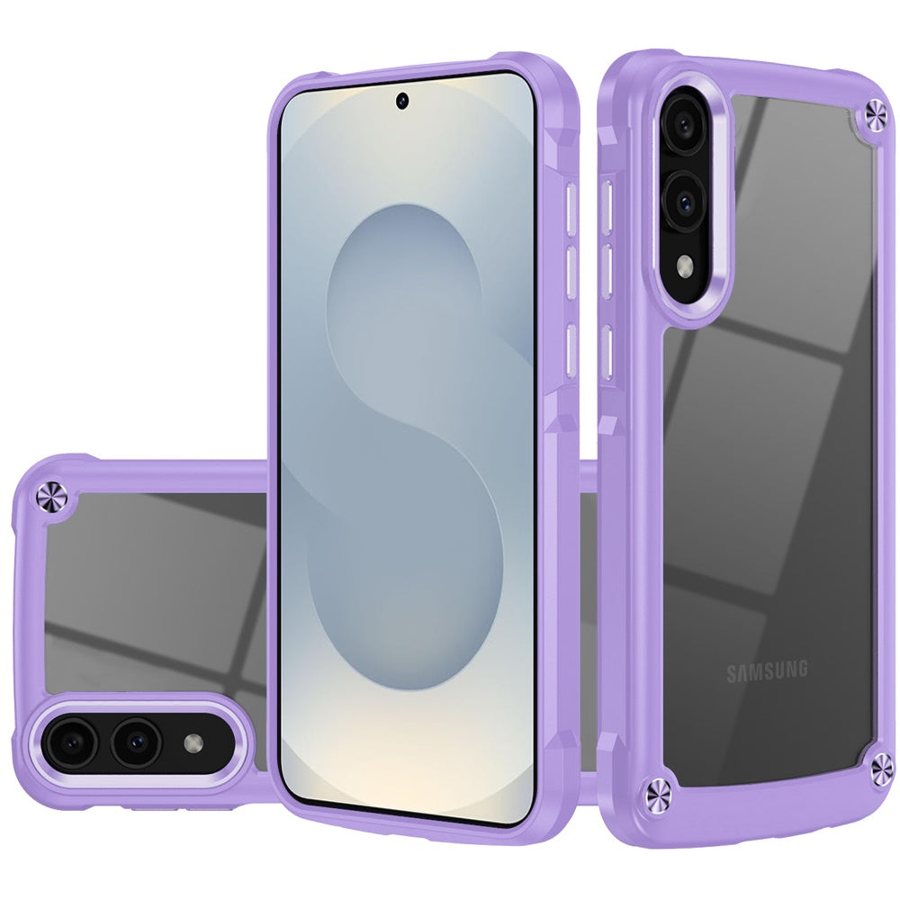 For Samsung Galaxy S25 EDGE Hybrid Transparent Rubber with Metal Buttons & Camera Edges Hard TPU Corner Frame Bumper Case Cover