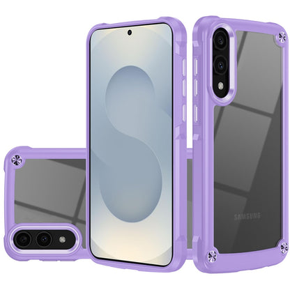 For Samsung Galaxy A17 5G Hybrid Transparent Rubber with Metal Buttons & Camera Edges Hard TPU Corner Frame Bumper Case Cover