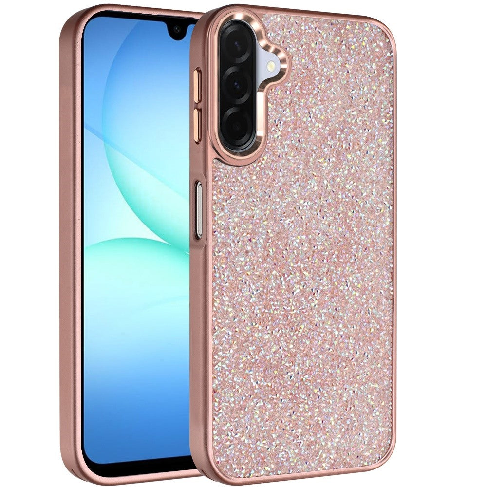 For Samsung Galaxy S26 Crystal Sparkle Diamond Glass Full Mini Glitter Bling Frame TPU Hybrid Protective Case Cover