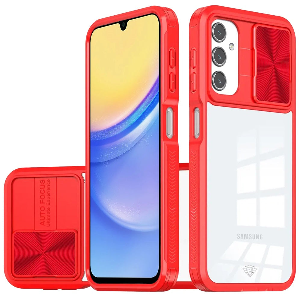For Samsung Galaxy S24 Hybrid Cases with Sliding Camera Cover Transparent Shockproof Bumper TPU Protective Case Cover Pink/Blue