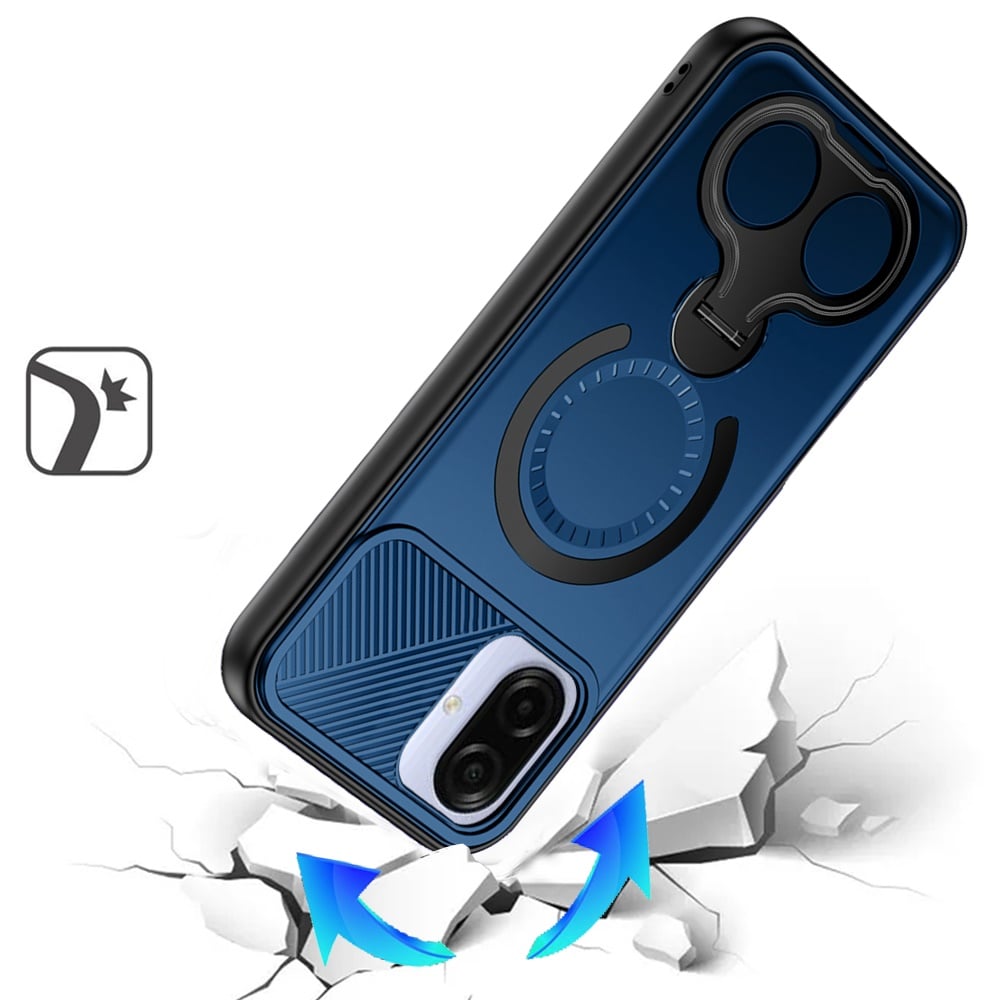 Phone Case Cover for Samsung Galaxy A07 4G Hybrid with Invisible 2 Hole Ring Stand Magnetic back Car Mount Friendly Protector Cover