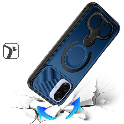 Phone Case Cover for Samsung Galaxy A07 4G Hybrid with Invisible 2 Hole Ring Stand Magnetic back Car Mount Friendly Protector Cover