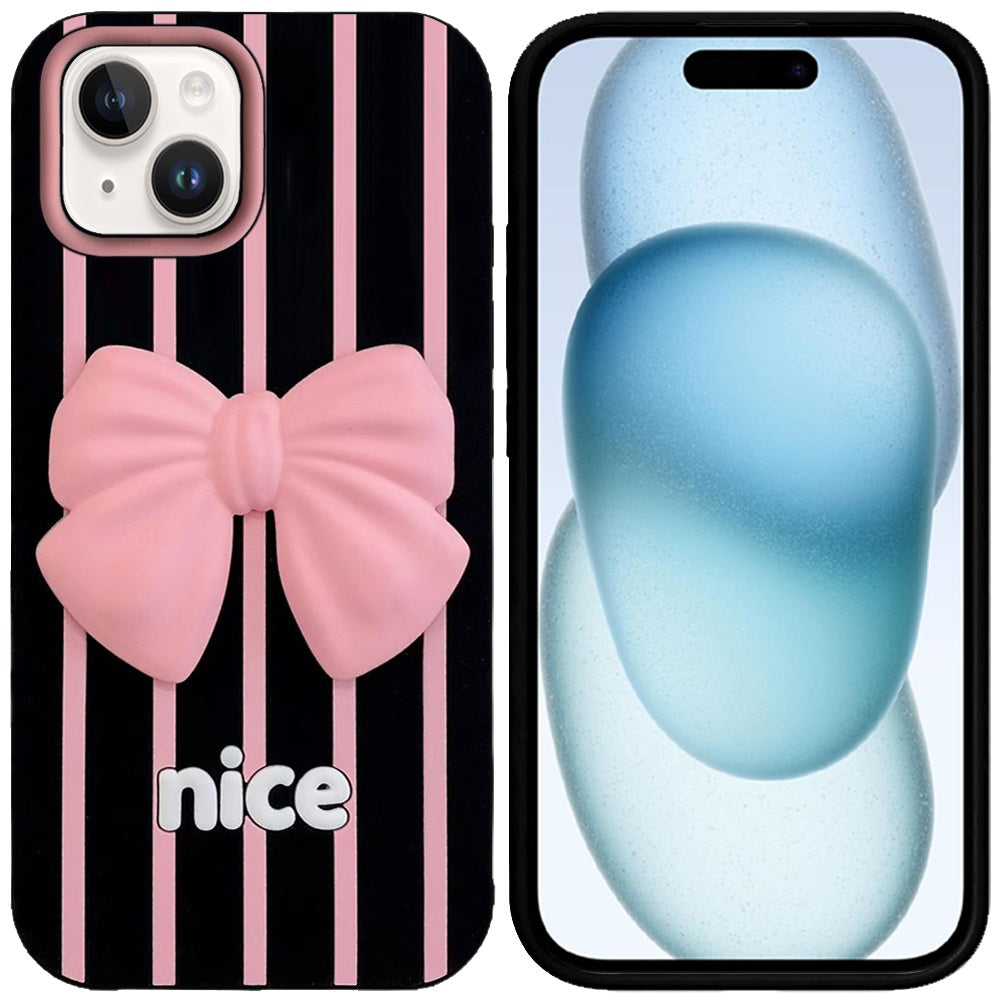 Phone Case for Apple iPhone 15 Plus Fashionable Silicone Textured Decorative Design Pattern Protective Rubber TPU Hybrid Protection Cover