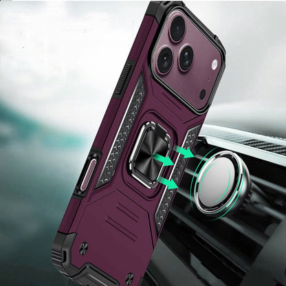 Phone Case for Apple iPhone 18 Pro Max Magnetic Car Mount Hybrid Ring Stand Shockproof Rugged Grip Armor Heavy Duty Protective TPU Durable Cover Purple