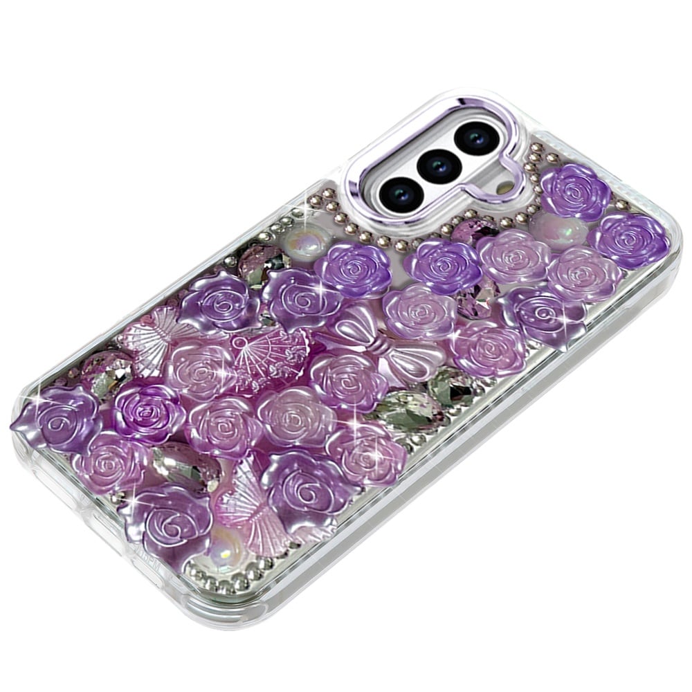 Phone Case for Samsung Galaxy S26 FE /S26 Fan Edition 3D Flower Bling Rhinestone Glitter Cute Stylish Shockproof Protective Decorative Luxury Grip Stones Ornaments Cover