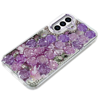 Phone Case for Samsung Galaxy S26 FE /S26 Fan Edition 3D Flower Bling Rhinestone Glitter Cute Stylish Shockproof Protective Decorative Luxury Grip Stones Ornaments Cover