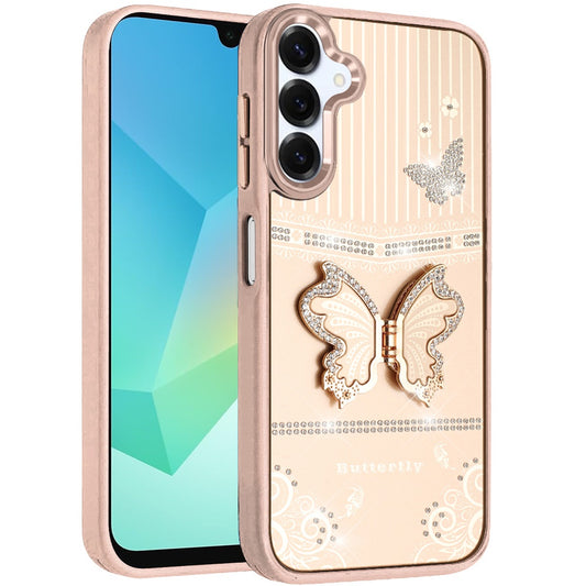 Glitter Bling Butterfly Stand Metallic Edge Hybrid Shockproof Grip Durable Camera Protection Stylish Design