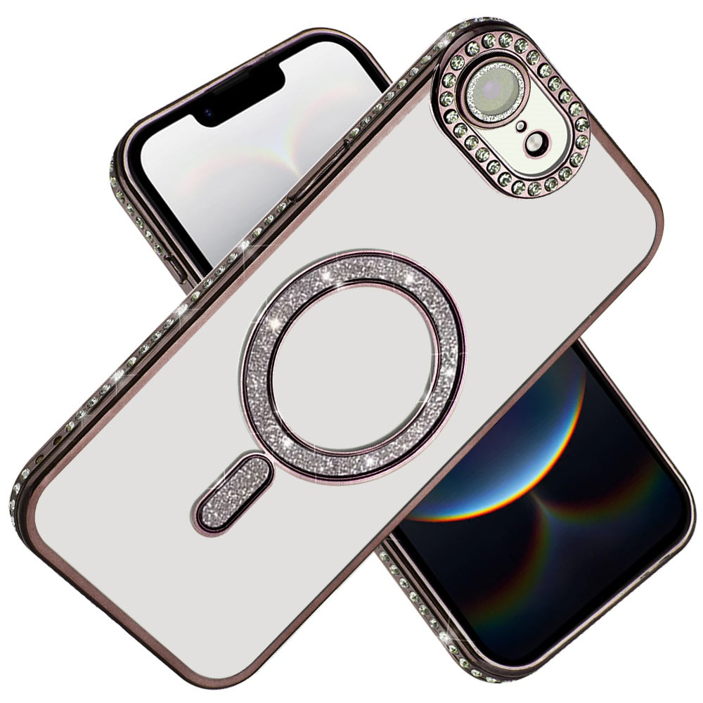 For Apple iPhone 17E /16E Glitter Magnetic Circle Diamond Thick TPU Hybrid Shockproof Secure Grip Compatible with Magsafe Case Cover