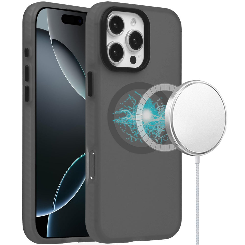 For Apple iPhone 16 Plus (6.7") Matte Skin Hybrid TPU with Magnetic Circle MagSafe Compatible, Military Grade Shockproof Slim Fit Case Cover