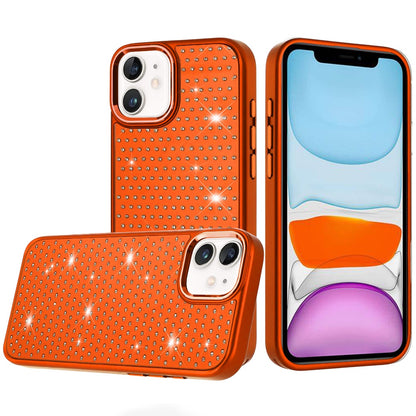 Phone Case for Apple iPhone 11 Luxury Diamond Bling Sparkle Chrome Metallic Edge Shockproof Durable Protective Stylish Premium Hybrid Design Cover Cosmic Orange