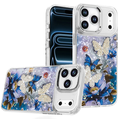 Phone Case for Apple iPhone 17 Pro Max Glitter Butterfly Design Metal Buttons Shockproof Hybrid Anti Scratch Durable Protective Slim Grip Stylish Cover