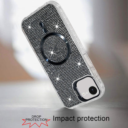 Phone Case for Apple iPhone 17E / iPhone 16E Luxury Glitter Magnetic Hybrid with Camera Stand Dual Layer Shockproof Sparkle Dot Pattern Clear Edges Cover