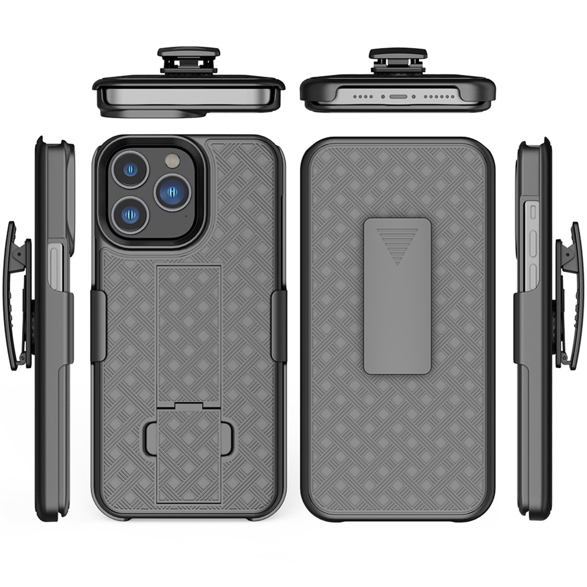For Samsung Galaxy S25 /S24 Hybrid Slim 3-in-1 Shockproof Armor with Kickstand Holster Combo & Swivel Belt Clip Case Cover Black