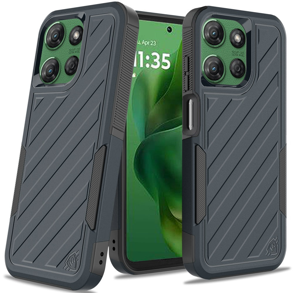 For Motorola Moto G Power 5G 2025 Premium Hybrid Rugged lined Shockproof Textured 2-in-1 Non-Slip Hard PC & TPU Non Slip Tough Case Cover