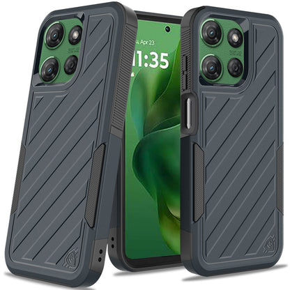 For Motorola Edge 2025 Premium Hybrid Rugged lined Shockproof Textured 2-in-1 Non-Slip Hard PC & TPU Non Slip Tough Case Cover