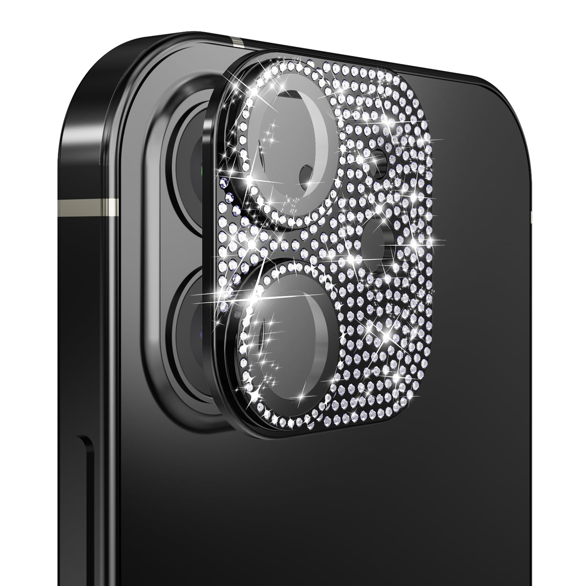 For Apple iPhone 16 (6.1") Camera Lens Full Tempered Glass With Diamond Bling Glitter Rhinestone Lens Protective Case Cover