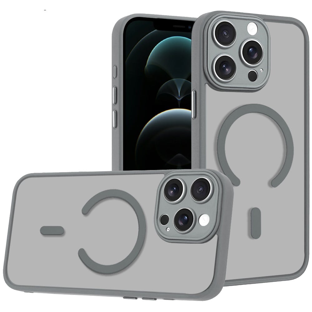Phone Case for Apple iPhone 12 Pro Max Matte Frosted Magnetic Back Hybrid Hard PC Soft TPU Camera Protection Slim Shock Absorbing Anti Fingerprint Cover