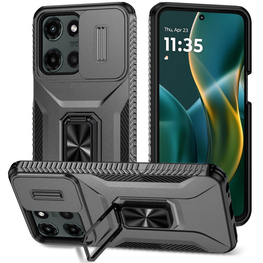 For Motorola Moto G Stylus 5G 2025 Case, Camera Cover with Magnetic Rotation Ring Stand, Military Grade Hybrid Hard TPU Shockproof Case Cover
