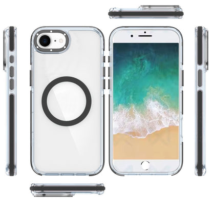 For Apple iPhone 16e Transparent Back with Colorful Frame, Strong Magnetic Circle, MagSafe Compatible, Slim Shockproof Protection Case Cover