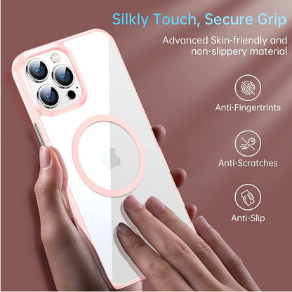 For Apple iPhone 17 Pro Max Hybrid Clear Transparent with Color Edge Bumper, MagSafe Compatible Ultra Slim Hard PC Case Cover