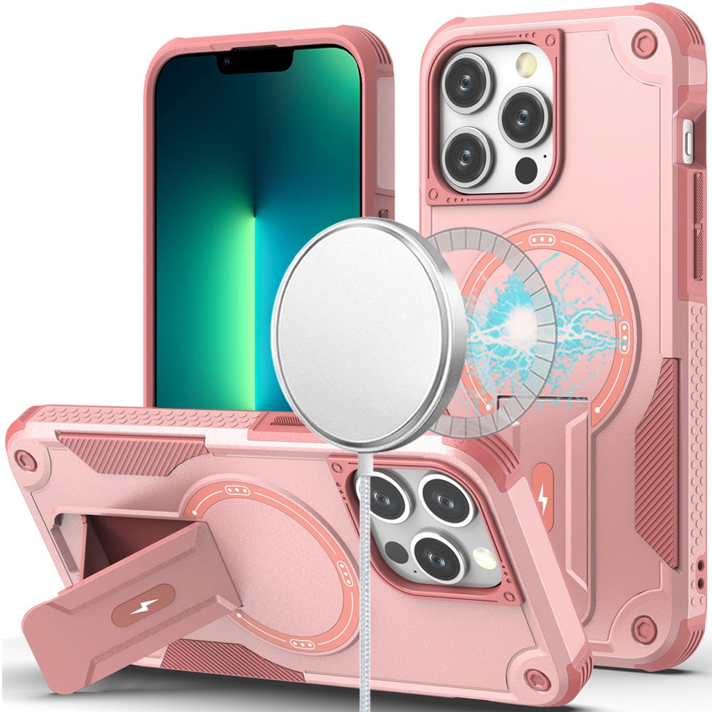 For Apple iPhone 14 Pro Max Case with Invisible Kickstand Compatible with MagSafe, Military-Grade Protection Shockproof Heavy Duty Case Cover