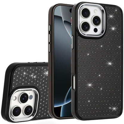 For Apple iPhone 16e Bling Diamond Metallic, Full Sparkle Chrome Edged Hybrid Protective Shockproof Case Cover