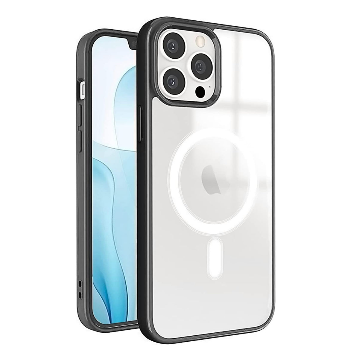For Apple iPhone 17 Pro Max Hybrid Clear Transparent with Color Edge Bumper, MagSafe Compatible Ultra Slim Hard PC Case Cover