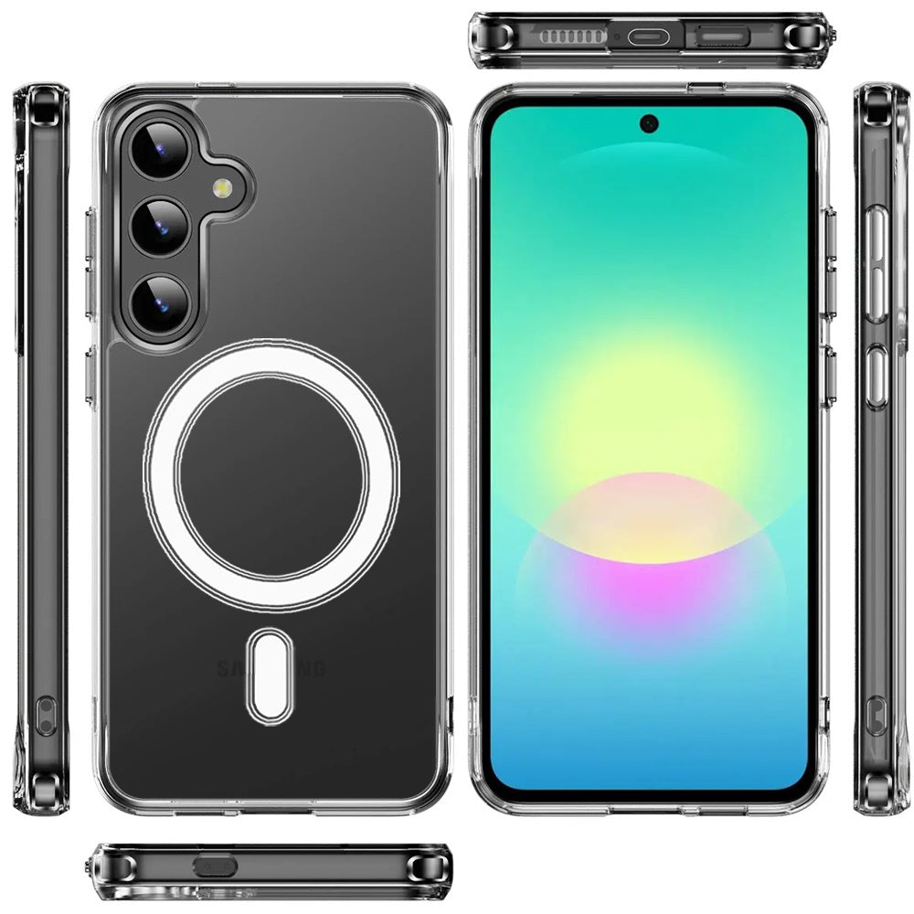 Phone Case for Samsung Galaxy A27 Thick Clear Hybrid Magnetic Circle Shock Absorbing Reinforced Corners TPU Heavy Duty Transparent Frame Bumper Cover Clear